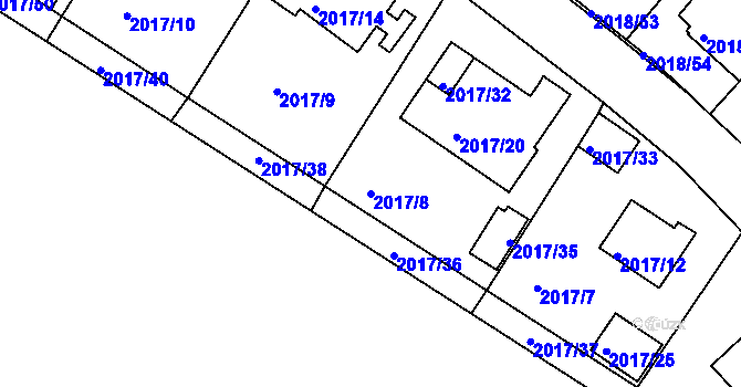 Parcela st. 2017/8 v KÚ Boskovice, Katastrální mapa