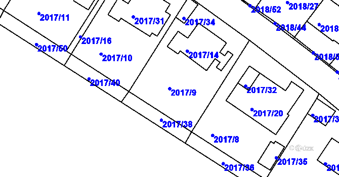 Parcela st. 2017/9 v KÚ Boskovice, Katastrální mapa