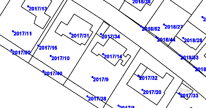 Parcela st. 2017/14 v KÚ Boskovice, Katastrální mapa