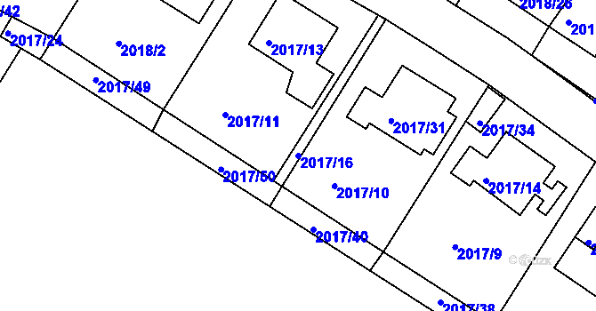 Parcela st. 2017/16 v KÚ Boskovice, Katastrální mapa