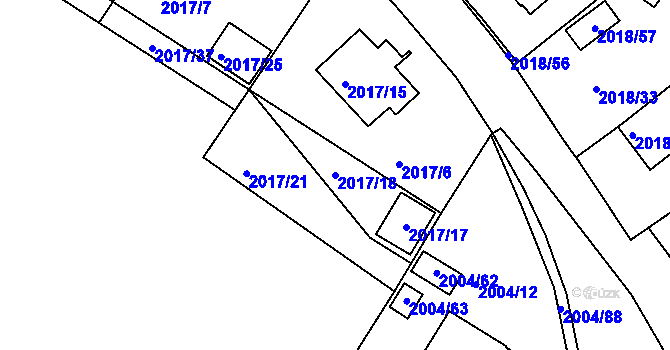 Parcela st. 2017/18 v KÚ Boskovice, Katastrální mapa