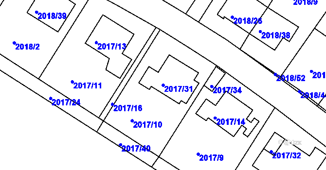 Parcela st. 2017/31 v KÚ Boskovice, Katastrální mapa