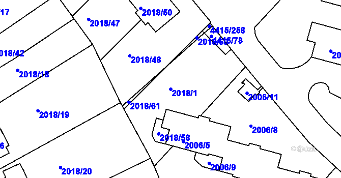 Parcela st. 2018/1 v KÚ Boskovice, Katastrální mapa