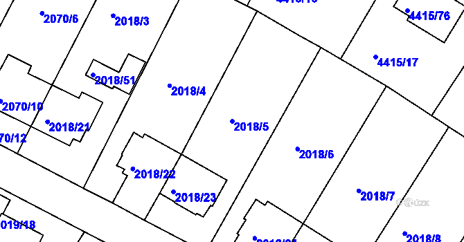 Parcela st. 2018/5 v KÚ Boskovice, Katastrální mapa