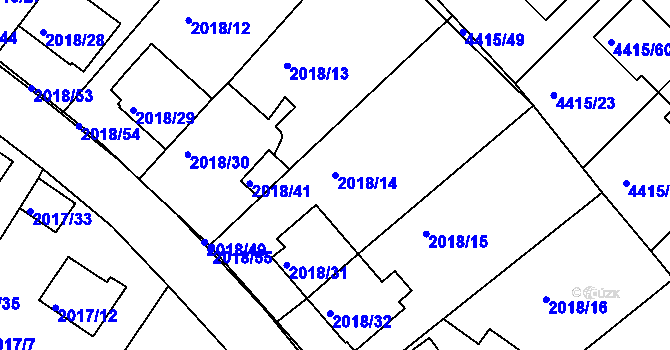 Parcela st. 2018/14 v KÚ Boskovice, Katastrální mapa