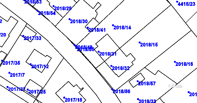 Parcela st. 2018/31 v KÚ Boskovice, Katastrální mapa
