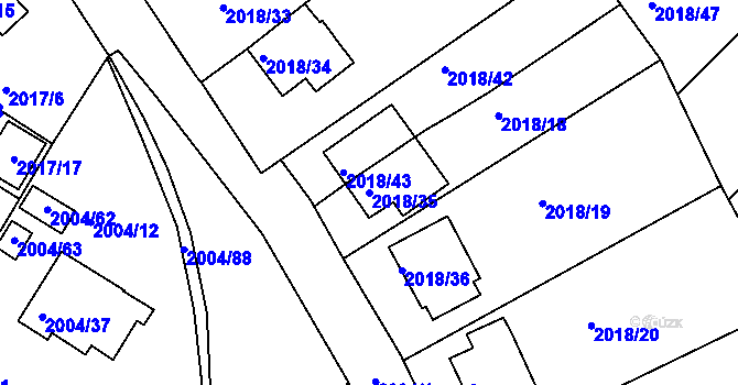 Parcela st. 2018/35 v KÚ Boskovice, Katastrální mapa