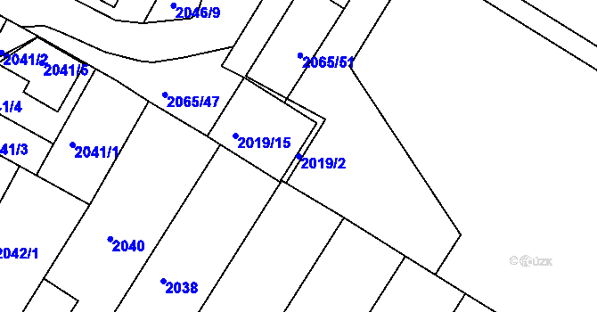 Parcela st. 2019/2 v KÚ Boskovice, Katastrální mapa