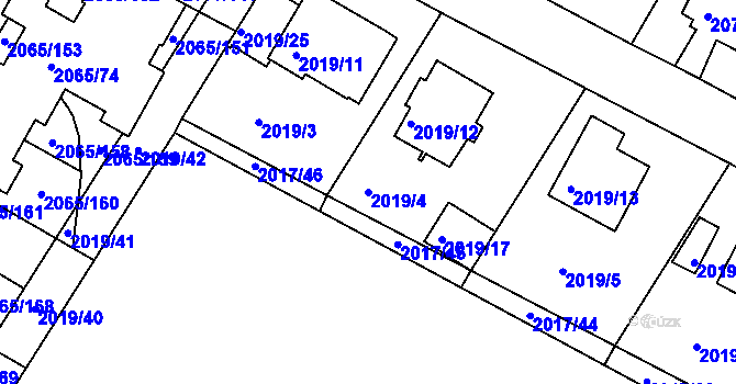 Parcela st. 2019/4 v KÚ Boskovice, Katastrální mapa