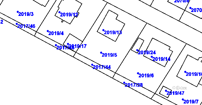Parcela st. 2019/5 v KÚ Boskovice, Katastrální mapa
