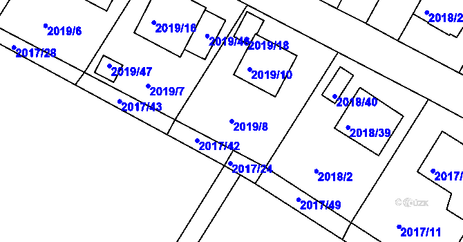 Parcela st. 2019/8 v KÚ Boskovice, Katastrální mapa