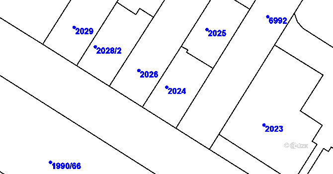 Parcela st. 2024 v KÚ Boskovice, Katastrální mapa
