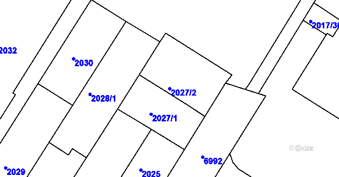 Parcela st. 2027/2 v KÚ Boskovice, Katastrální mapa