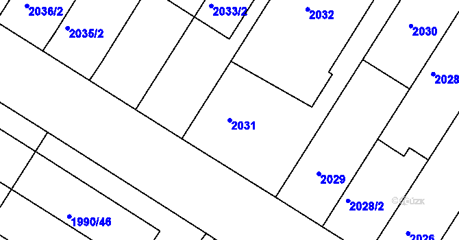 Parcela st. 2031 v KÚ Boskovice, Katastrální mapa
