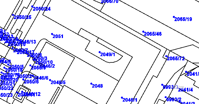 Parcela st. 2049/1 v KÚ Boskovice, Katastrální mapa