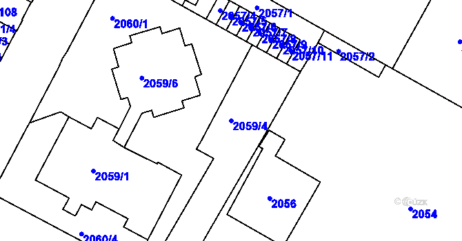 Parcela st. 2059/4 v KÚ Boskovice, Katastrální mapa