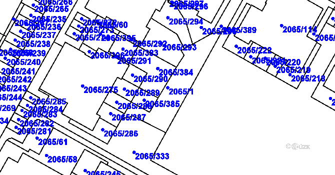 Parcela st. 2065/1 v KÚ Boskovice, Katastrální mapa