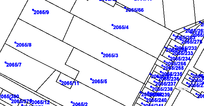 Parcela st. 2065/3 v KÚ Boskovice, Katastrální mapa
