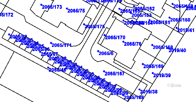 Parcela st. 2065/6 v KÚ Boskovice, Katastrální mapa