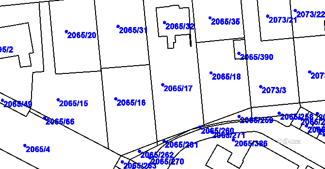 Parcela st. 2065/17 v KÚ Boskovice, Katastrální mapa