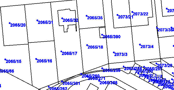 Parcela st. 2065/18 v KÚ Boskovice, Katastrální mapa
