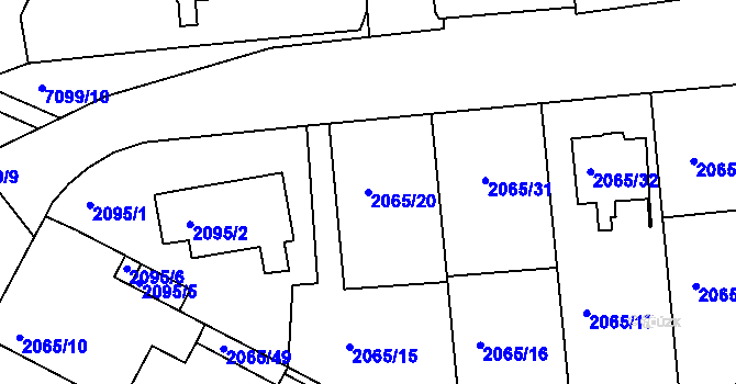Parcela st. 2065/20 v KÚ Boskovice, Katastrální mapa
