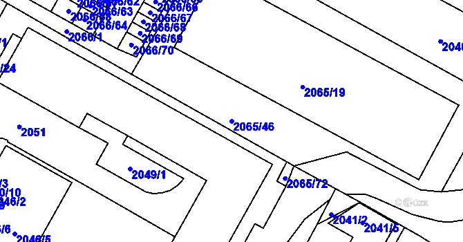 Parcela st. 2065/46 v KÚ Boskovice, Katastrální mapa