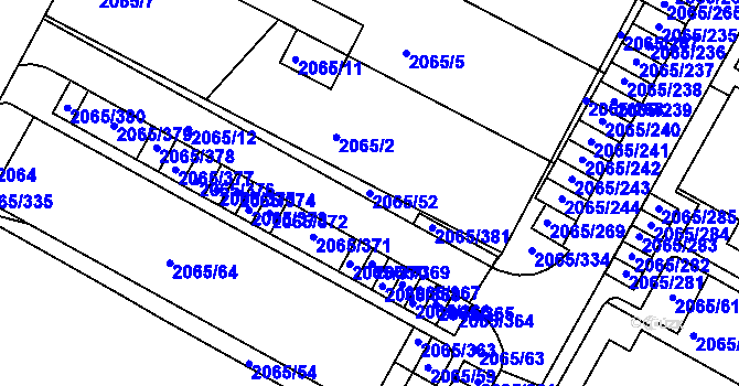 Parcela st. 2065/52 v KÚ Boskovice, Katastrální mapa