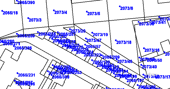 Parcela st. 2065/57 v KÚ Boskovice, Katastrální mapa