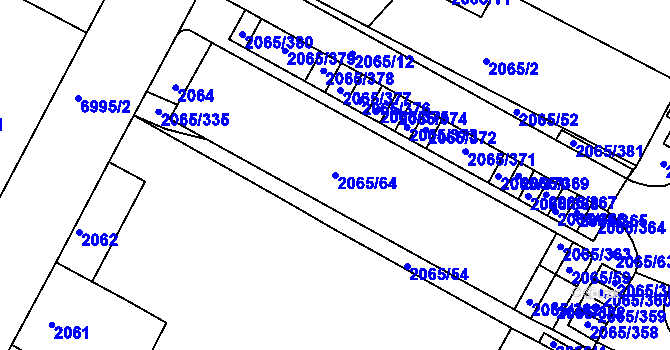 Parcela st. 2065/64 v KÚ Boskovice, Katastrální mapa