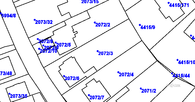 Parcela st. 2072/3 v KÚ Boskovice, Katastrální mapa
