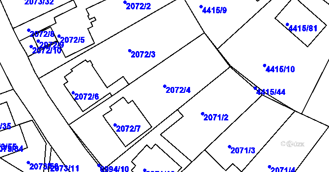 Parcela st. 2072/4 v KÚ Boskovice, Katastrální mapa