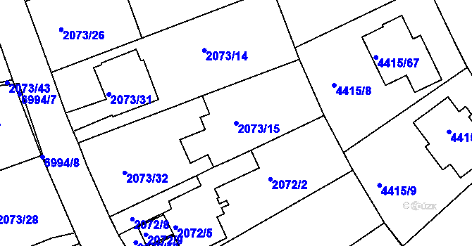 Parcela st. 2073/15 v KÚ Boskovice, Katastrální mapa