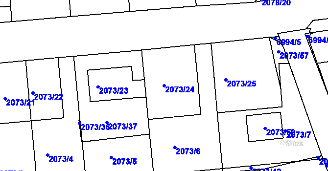 Parcela st. 2073/24 v KÚ Boskovice, Katastrální mapa