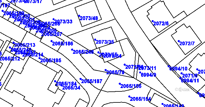 Parcela st. 2073/34 v KÚ Boskovice, Katastrální mapa