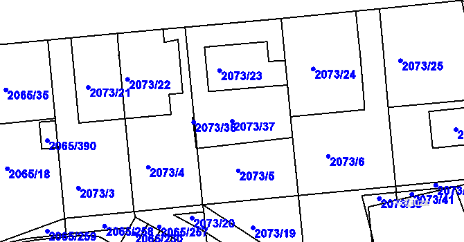 Parcela st. 2073/37 v KÚ Boskovice, Katastrální mapa