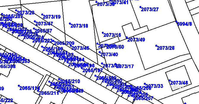 Parcela st. 2073/40 v KÚ Boskovice, Katastrální mapa