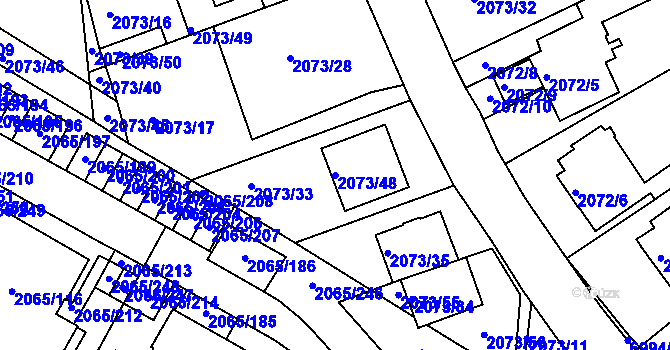 Parcela st. 2073/48 v KÚ Boskovice, Katastrální mapa
