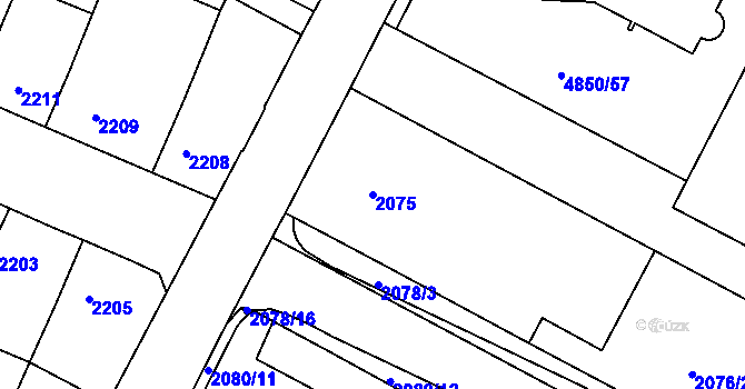 Parcela st. 2075 v KÚ Boskovice, Katastrální mapa
