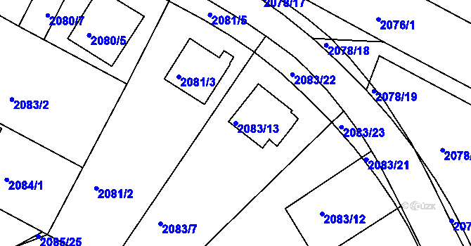 Parcela st. 2083/13 v KÚ Boskovice, Katastrální mapa