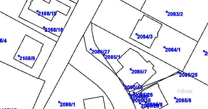 Parcela st. 2085/1 v KÚ Boskovice, Katastrální mapa