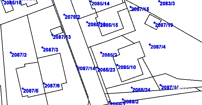 Parcela st. 2085/2 v KÚ Boskovice, Katastrální mapa