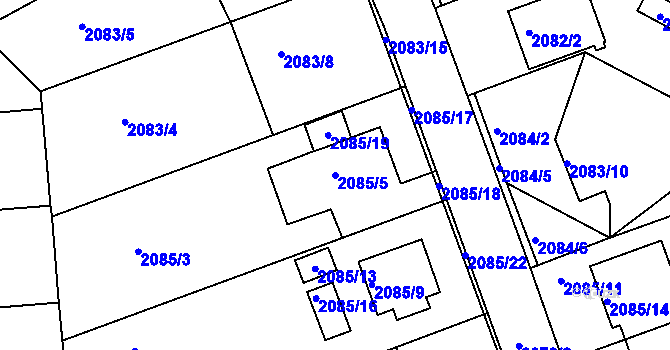 Parcela st. 2085/5 v KÚ Boskovice, Katastrální mapa
