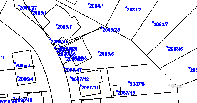 Parcela st. 2085/6 v KÚ Boskovice, Katastrální mapa