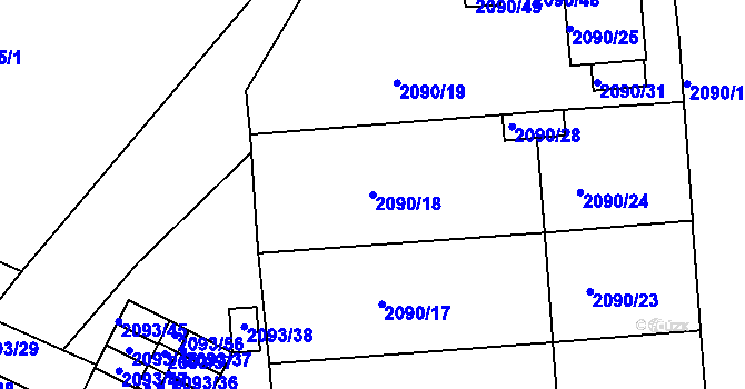 Parcela st. 2090/18 v KÚ Boskovice, Katastrální mapa