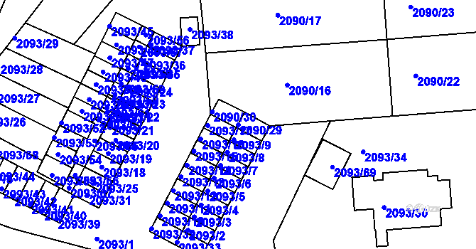 Parcela st. 2090/29 v KÚ Boskovice, Katastrální mapa