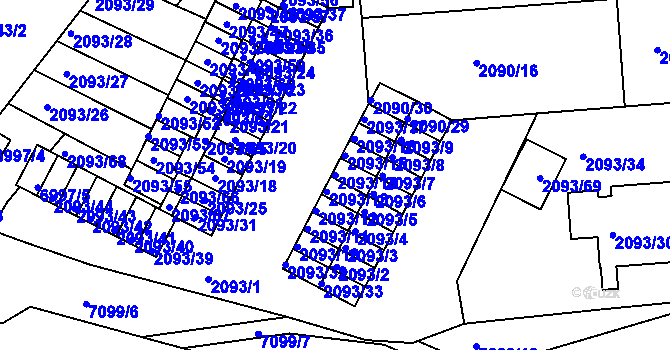 Parcela st. 2093/14 v KÚ Boskovice, Katastrální mapa