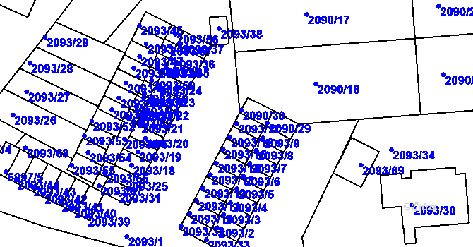 Parcela st. 2093/17 v KÚ Boskovice, Katastrální mapa
