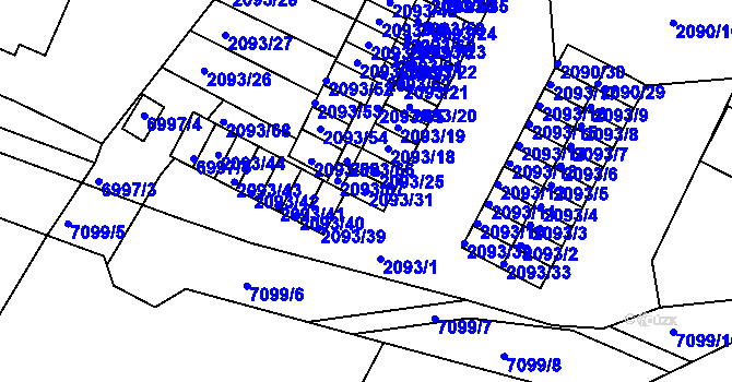 Parcela st. 2093/31 v KÚ Boskovice, Katastrální mapa