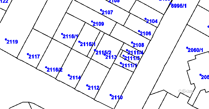 Parcela st. 2113 v KÚ Boskovice, Katastrální mapa
